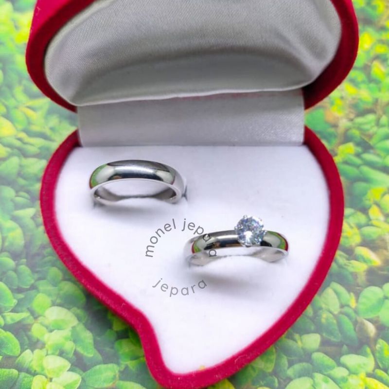 Cincin Couple Silver Permata Ukirnama (Harga Satu Cincin)