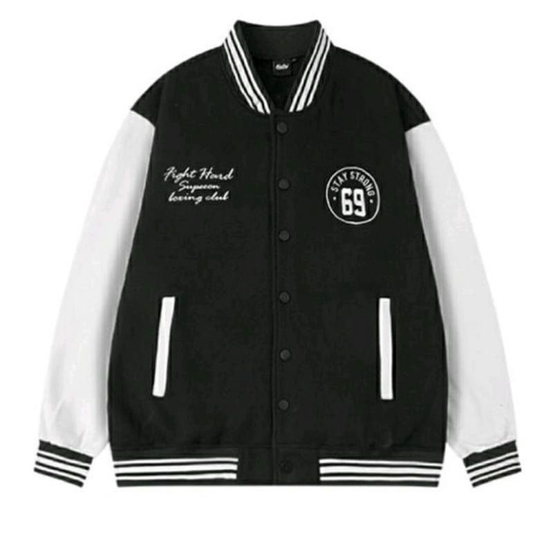 STAY LONG OVERSIZE BASEBALL JAKET VARSITY - SF - BAJU WANITA CASUAL KERJA- BAJU WANITA VIRAL - BAJU 
