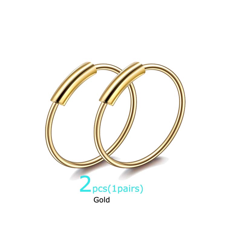 2pcs Hoop Earrings Daith Rook Pinna Helix Piercing Nose Ring Stianless Steel 22G