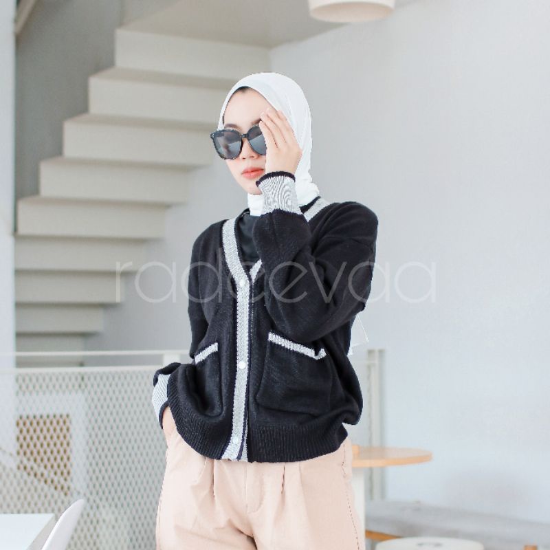 ZOORA CARDIGAN RAJUT KNIT PREMIUM WITH LIST PATTERN