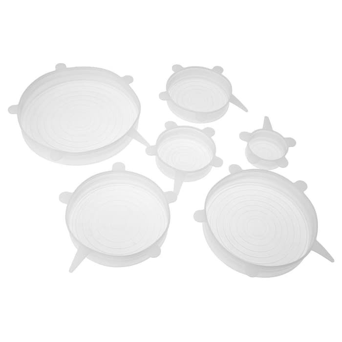 Set Silikon Elastis Penutup Makanan Silikon 6 In 1 Elastis Food Cover Silicone Mangkok Gelas Reusable Murah - Silikon Elastis Penutup Mangkok Wadah Makanan - Food Cover Lentur SilikonA Set 6