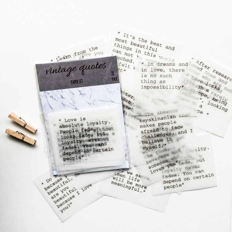 

[Jinjukuki] Vintage Quoates Paper Set Untuk Journaling