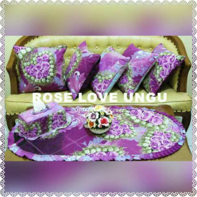 Sarung bantal kursi motif rose love ungu