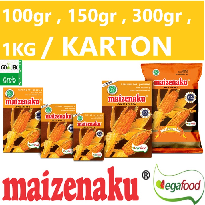 

Tepung Maizenaku Kemasan per KARTON [ 1kg , 100gr , 150gr , 300gr ]
