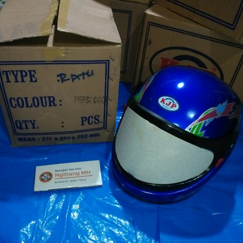 helm helmet lama klasik classic jadul retro old school drag race Thailand Thailook style merk KJP tipe ratu warna Pepsi cola