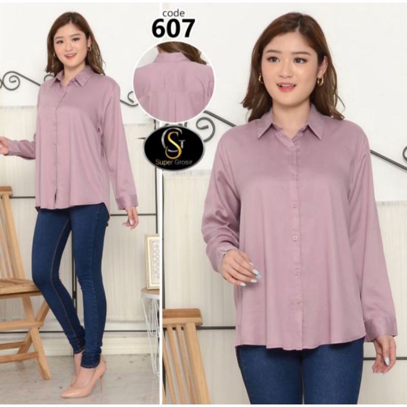 KEMEJA WANITA / KEMEJA WANITA BASIC KATUN  TWILL 30s - 607