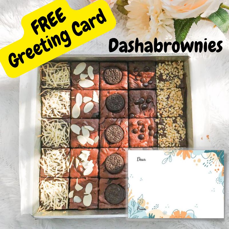 

Dasha Fudgy Brownies Shiny Crust Dark Chocolate sekat ukuran 20x20 cm isi 25 pcs