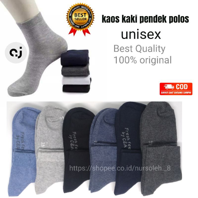 TOKO KL | ( 6 &amp; 12 pasang) kaos kaki pendek polos pria wanita dewasa kaos kaki kerja kantoran  bussines murah