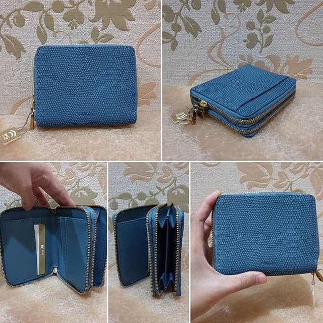 dompet Fossil  RFID mini  double zip multifunction wallet 