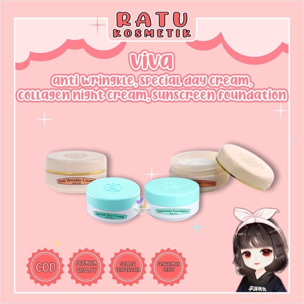 ❤ RATU ❤ Viva Anti Wrinkle Cream | Collagen Day Night Cream | Sunscreen Foundation Alas Bedak BPOM✔️