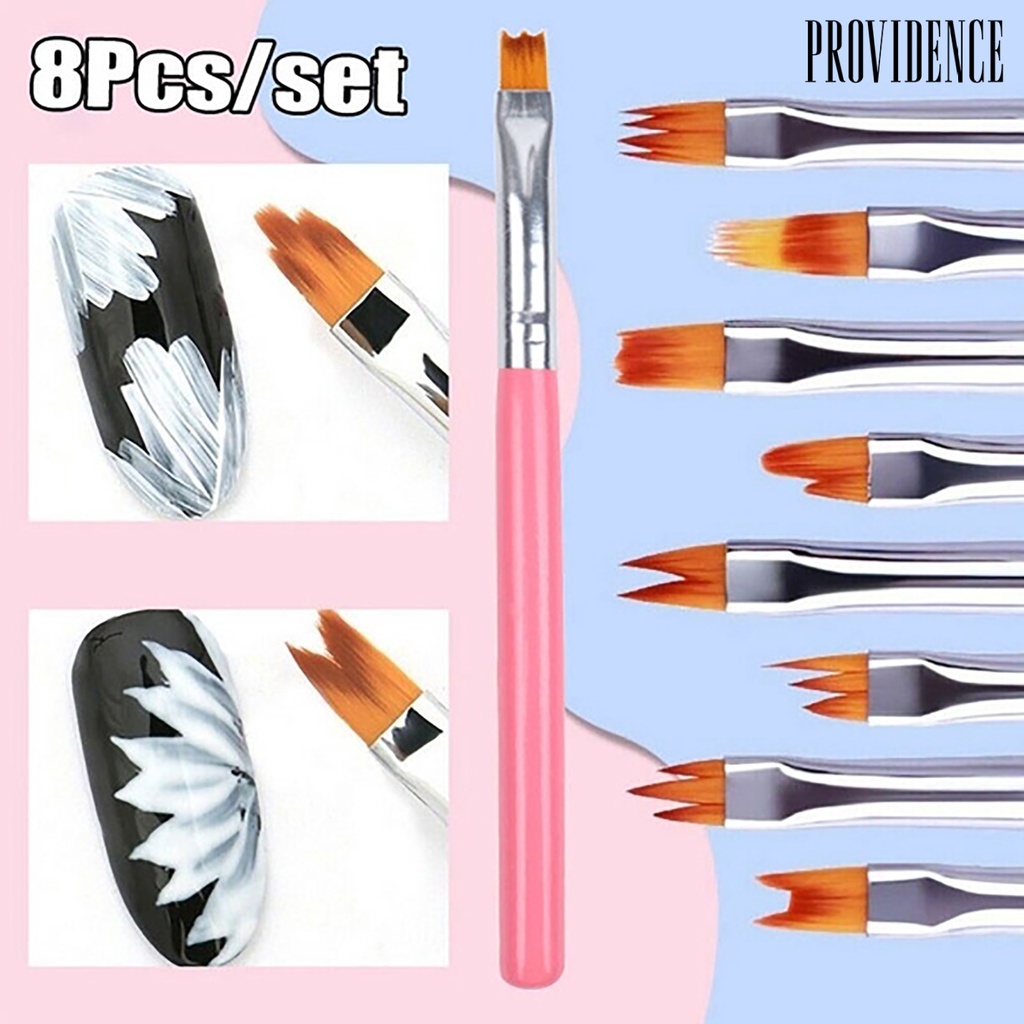 Providence 8Pcs/Set Nail Art Pen Brush Painting Line Flower Drawing UV Gel Manicure Tool