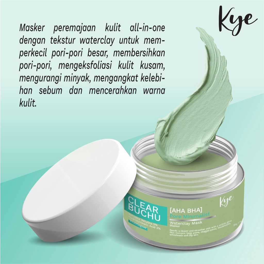 KYE CLEAR BUNCHU AHA BHA PORE MINIMALIST WATERCLAY MASK 50GR JAR