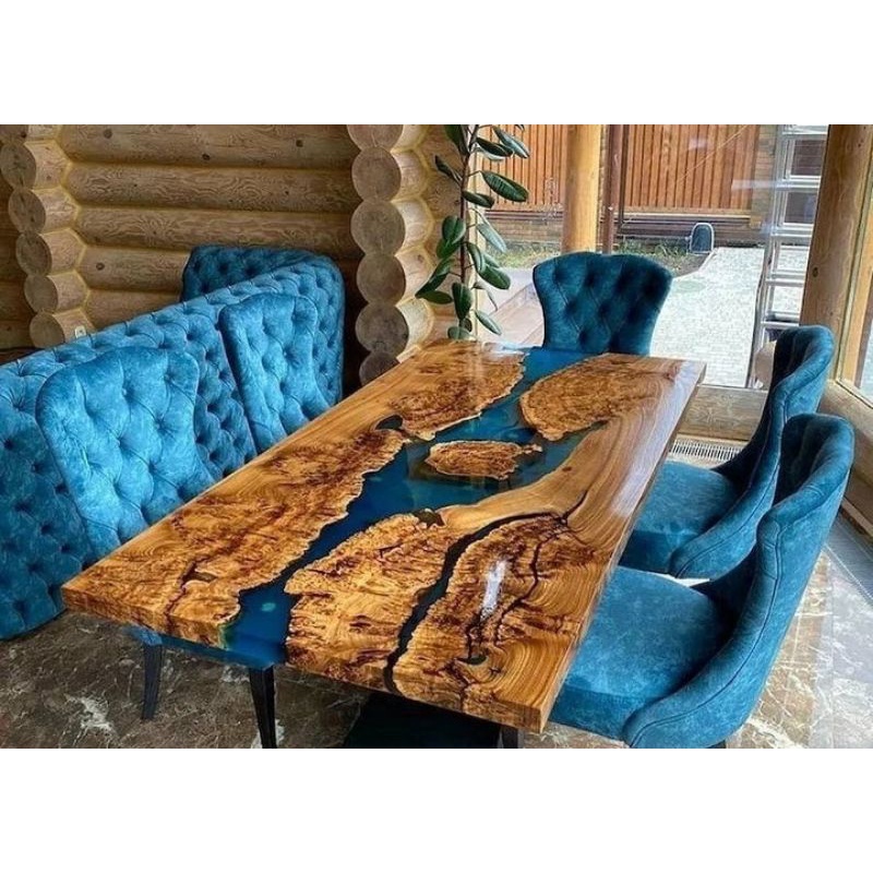 SET MEJA MAKAN MINIMALIS MEWAH ELEGAN MEJA MAKAN RESIN 6 KURSI KAYU ALAMI MEJA MAKAN UNIK