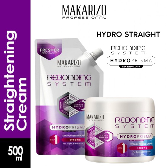 ★ BB ★ Makarizo Professional Rebonding System HydroPrisma Straightening Cream - Pouch 500ml - Jar 500ml - Step 1 - Step 2