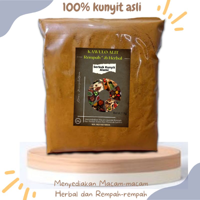 

Kunyit Serbuk / Kunir bubuk (1kg) Kualitas A, Sangat cocok untuk kesehatan, Obat Asam lambung, rempah-rempah