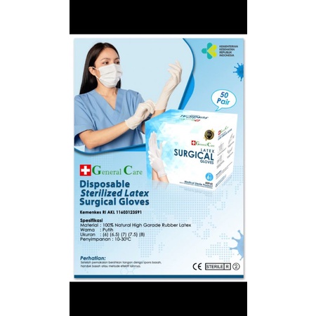 Sarung Tangan Steril Latex Surgical Gloves General care isi 100pcs