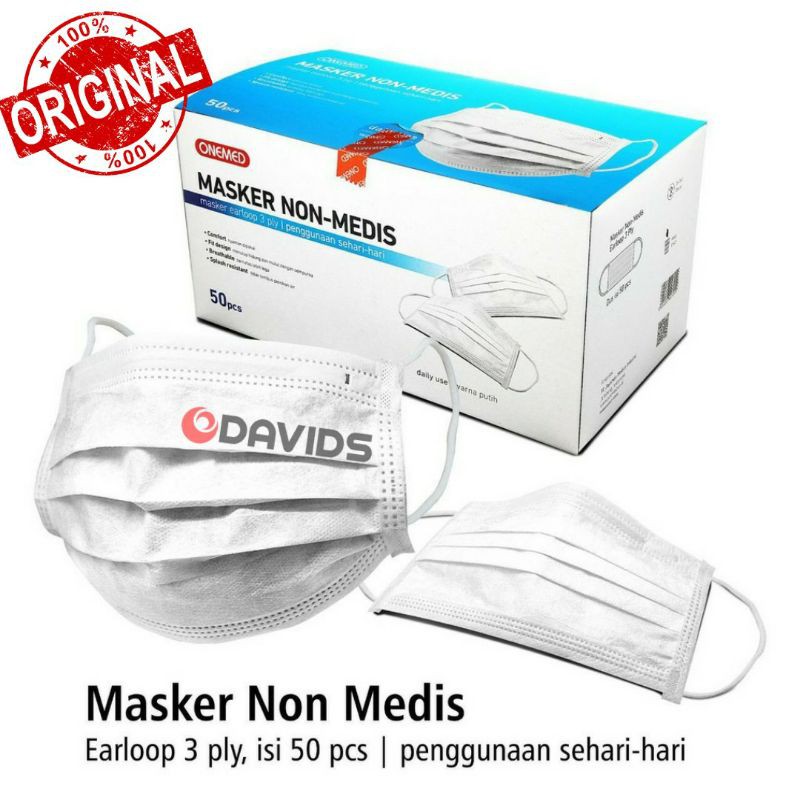 Onemed masker disposable 3 ply lapis earloop non medis