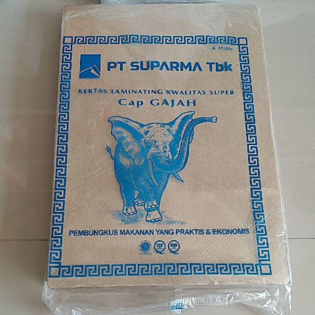 

Kertas Bungkus Laminasi 25x35cm CAP GAJAH Biru dijual per pack isi 250 lbr