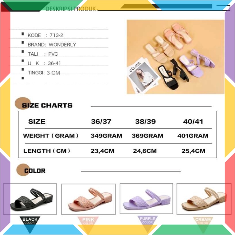 713-2 Sandal Sepatu Wedges Wanita Wonderly Motif Buaya Sendal Slop Jelly Karet Motif Ular Tawana