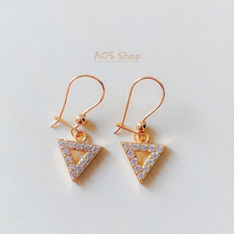 Anting Wanita Model Segitiga Full Zircconia Plat Gold Xuping