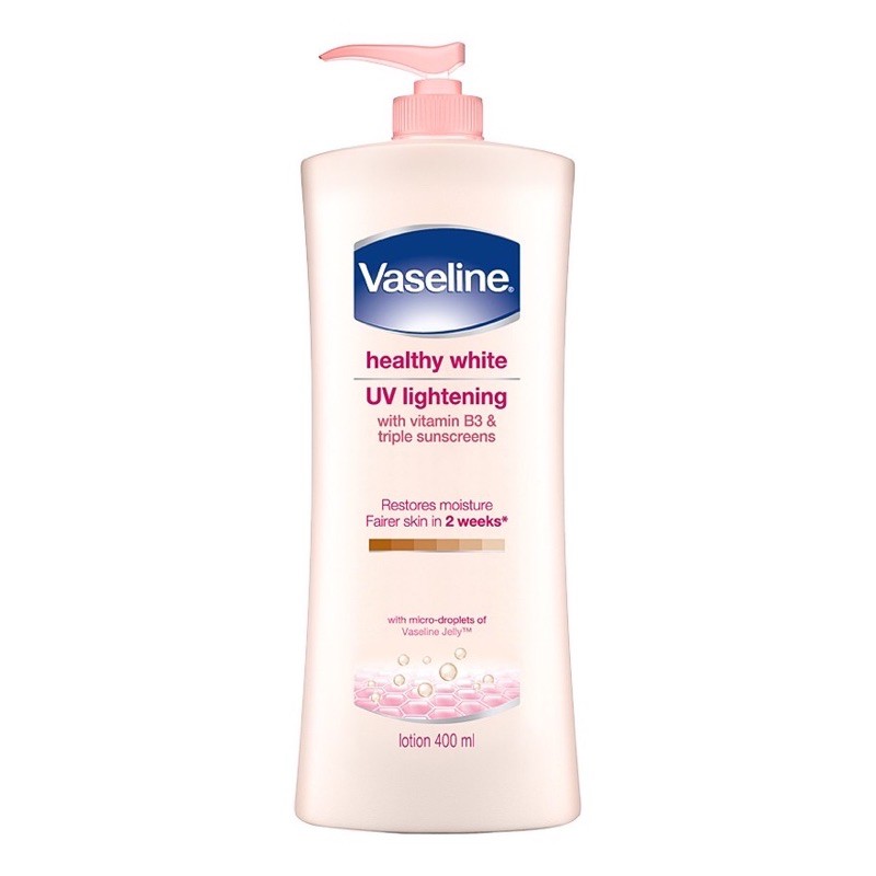 [ORI 100%] 400ML VASELINE HEALTHY WHITE HAND BODY LOTION VASELINE UV LIGHTENING SPF