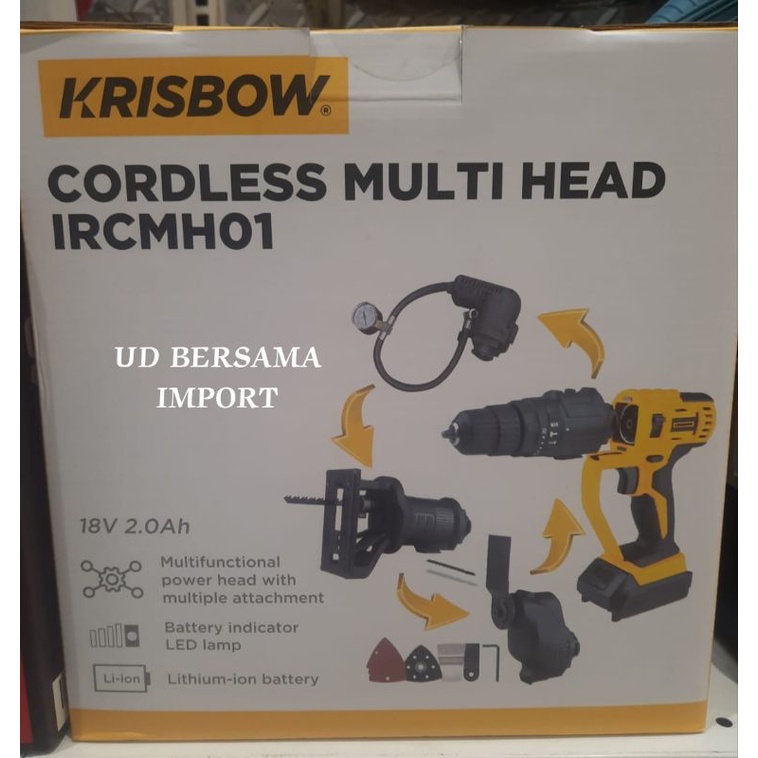 KRISBOW Bor Listrik Recharge Multi Head 18V/Cordless Multifungsi