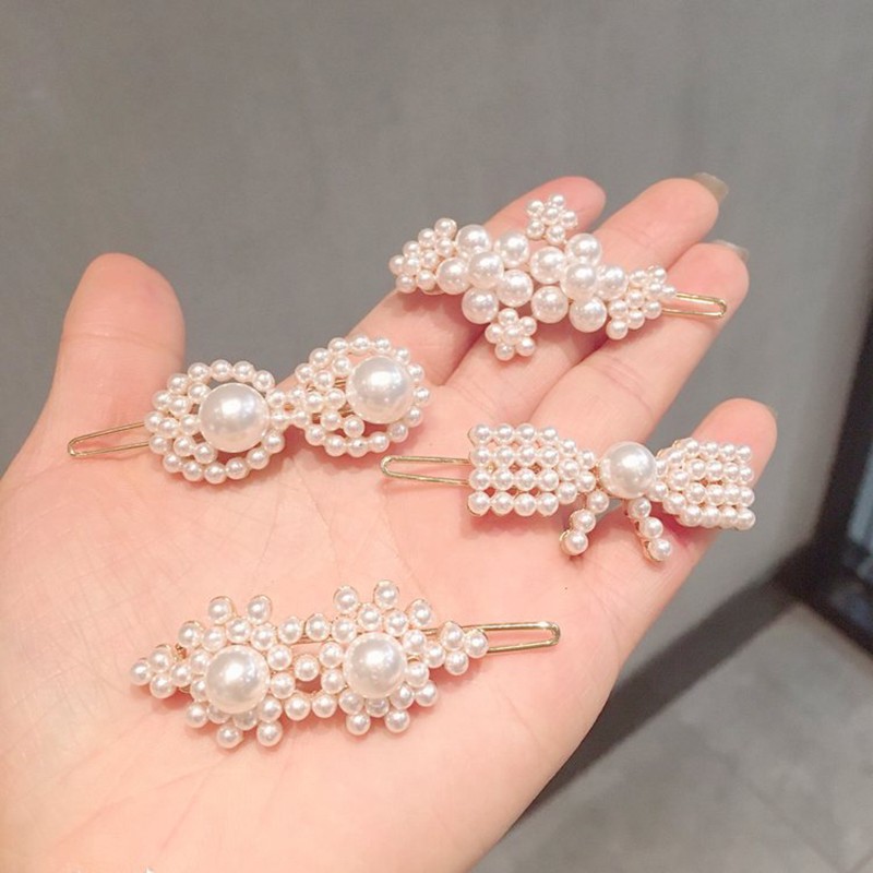 Jepit Rambut Hairclip Model Barrette Dengan Mutiara Gaya Korea Untuk Wanita Hairpin