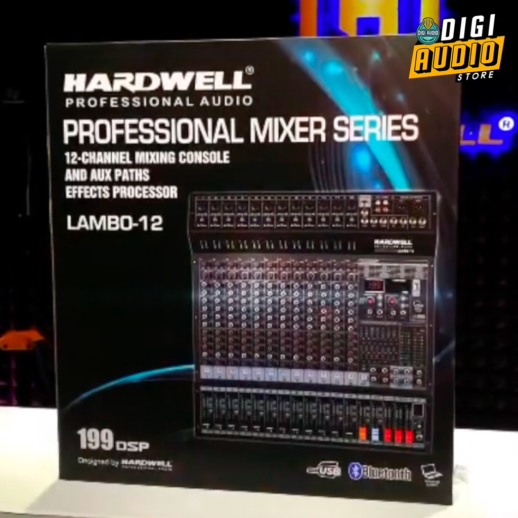 Audio Mixer 12 Channel HARDWELL LAMBO 12 with USB Soundcard Recording &amp; Bluetooth - Multi Effect Processor Efek Vocal