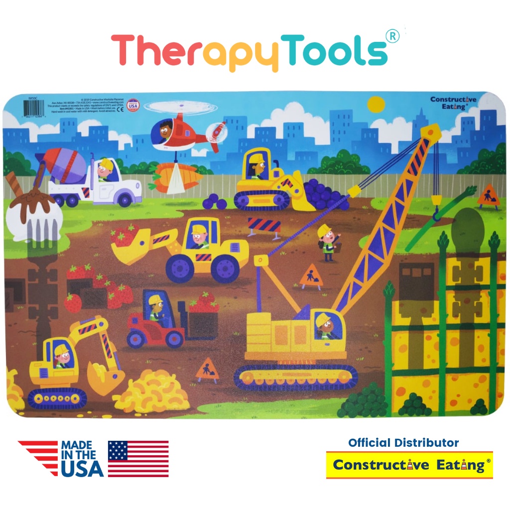 Constructive Eating - Construction Placemat, Tatakan alat latihan makan tipe konstruksi made in USA - Therapy Tools