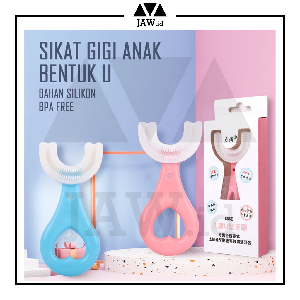 JAW.ID Sikat Gigi Anak Bayi Bentuk U / Sikat Gigi Silikon Lembut BPA Free Kids Toothbrush