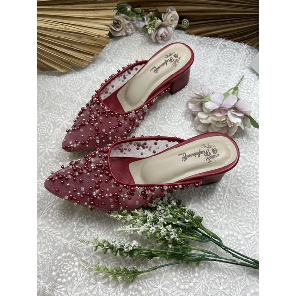 sepatu wedding shoes Rafaizoutfit merah marron tinggi 5cm tahu