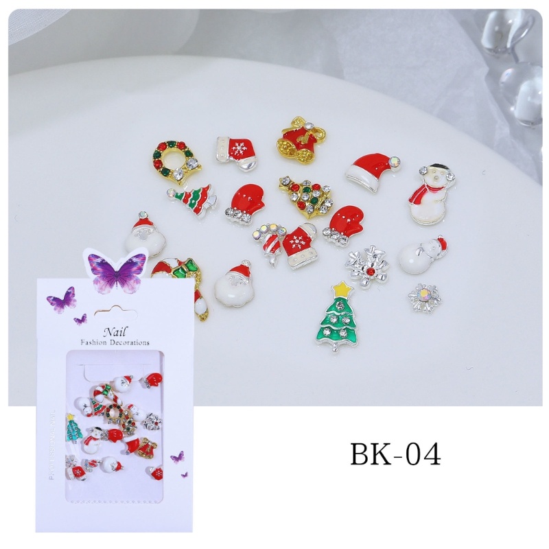 Zzz 1 Kantong Hiasan Kuku Bentuk Santa Claus / Rusa / Snowman Bahan Alloy Untuk Nail Art