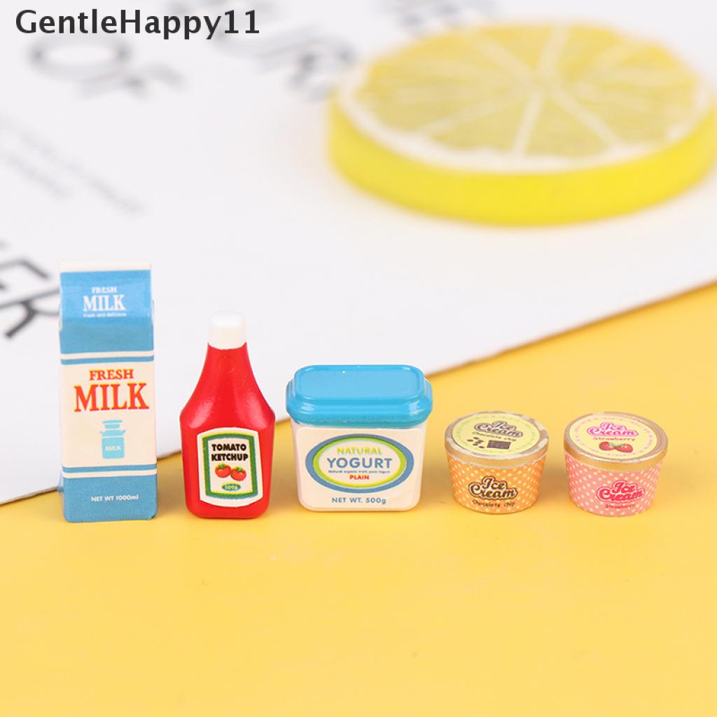 Gentlehappy 5Pcs / Set Mainan Miniatur Saus Tomat / Yogurt / Es Krim Untuk Aksesoris Rumah Boneka