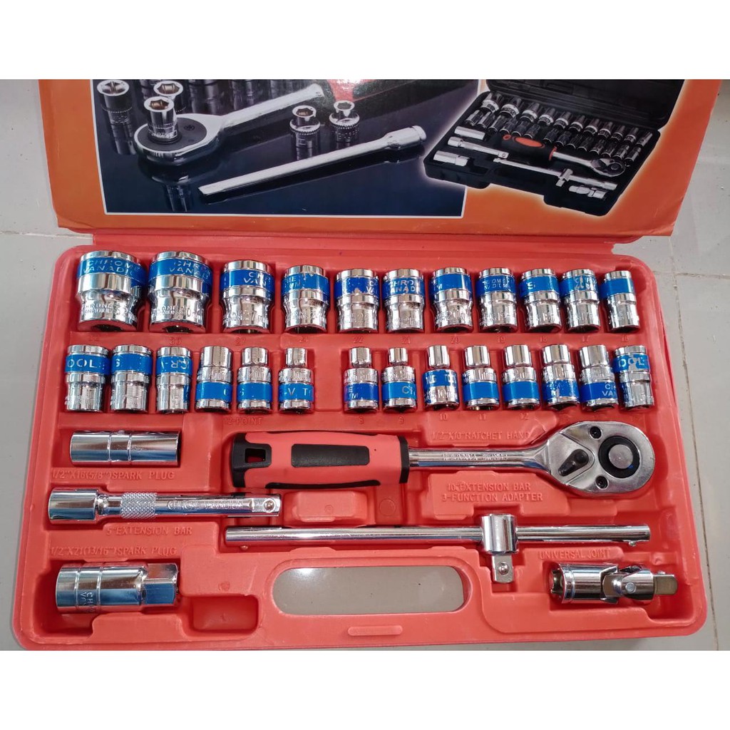 KUNCI SOK SET / WRENCH SOCKET TOOLS 32PCS - PERKAKAS SET ,PERALATAN / toolkit set