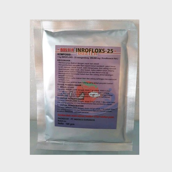 Boster Inrofloxs 25 100gr Inroflox Enrofloxacin Antibiotik Ikan Udang