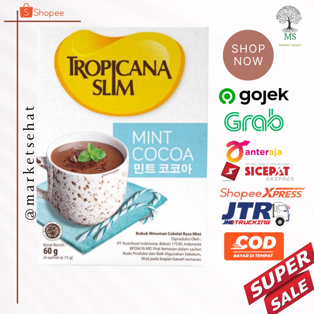 

Tropicana Slim Mint Cocoa 4 Sachet - Minuman Cokelat Mint Tanpa Gula Pasir - sehat tanpa gula