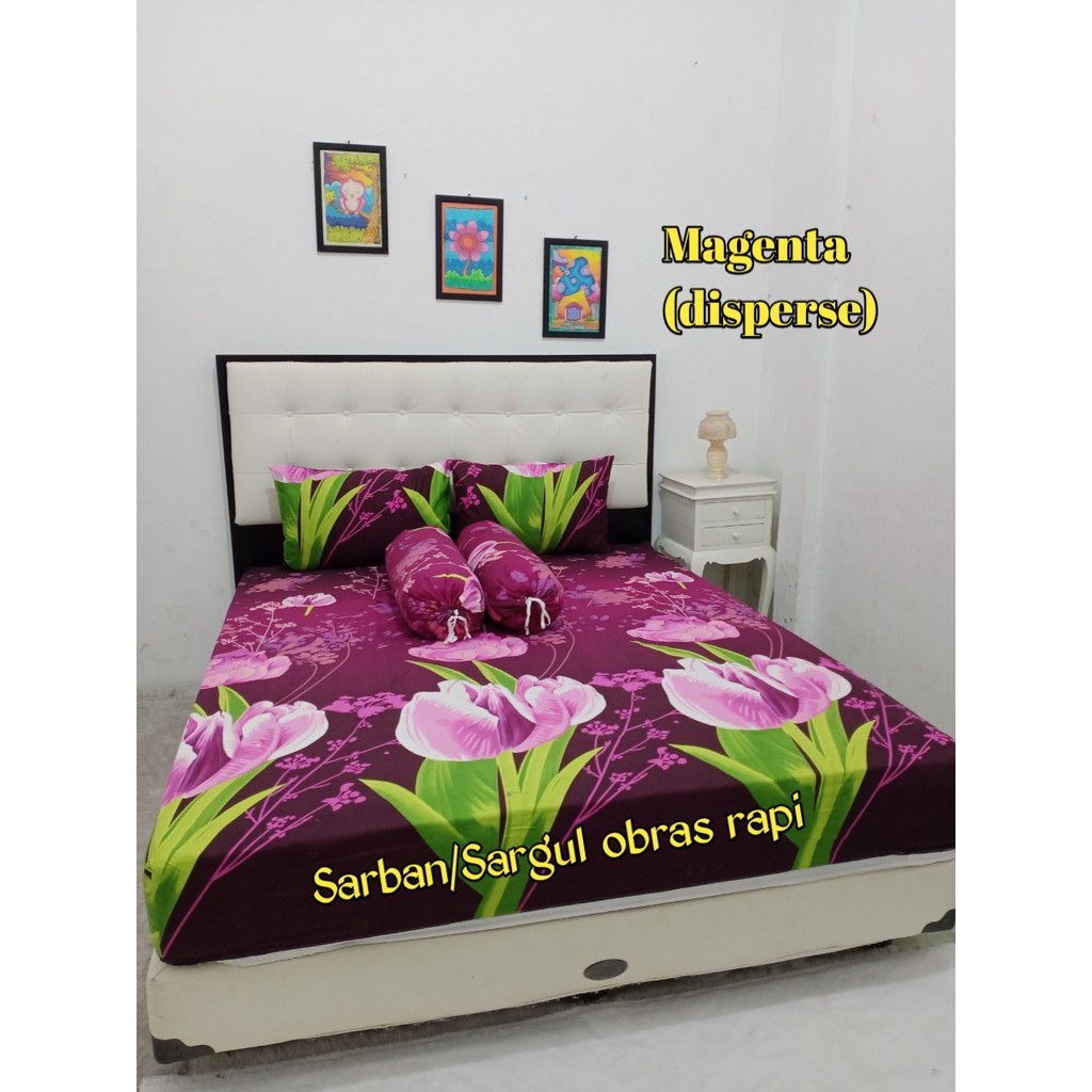 Sprei Katun Motif Magenta