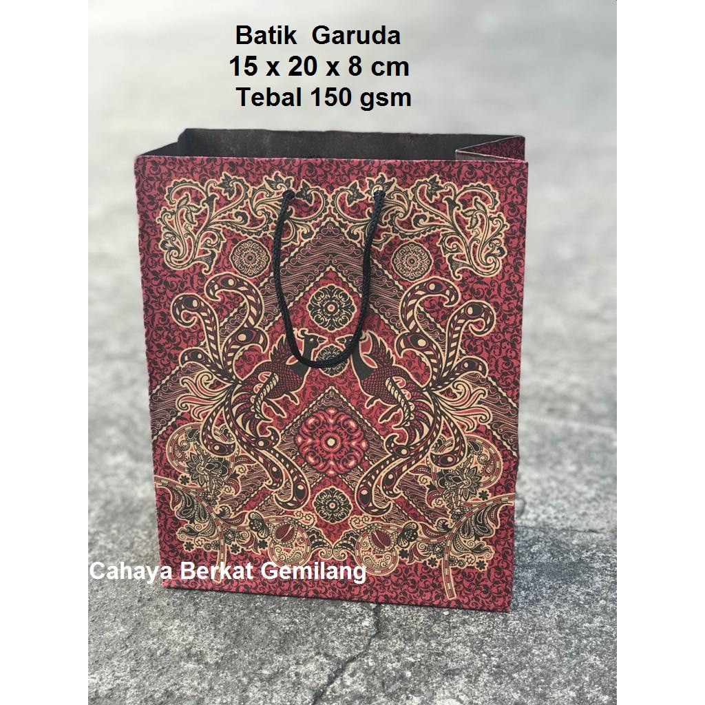

Tas Kertas /Shopping Bag/Paper Bag Batik Uk 15 x 20 x 8 cm, Kraft 150 gsm