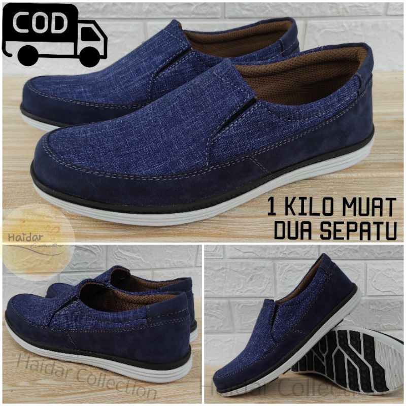 Sepatu Pria Kulit Suede Slip On Sintetis Premium Sol Karet Original Pengrajin