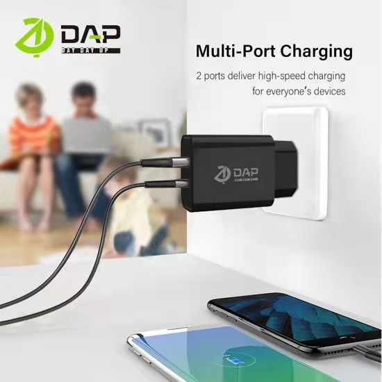 DAP D-A4 Wall Charger Dual Output Fast Charging 2.4A - 1 Kotak 20 Pcs