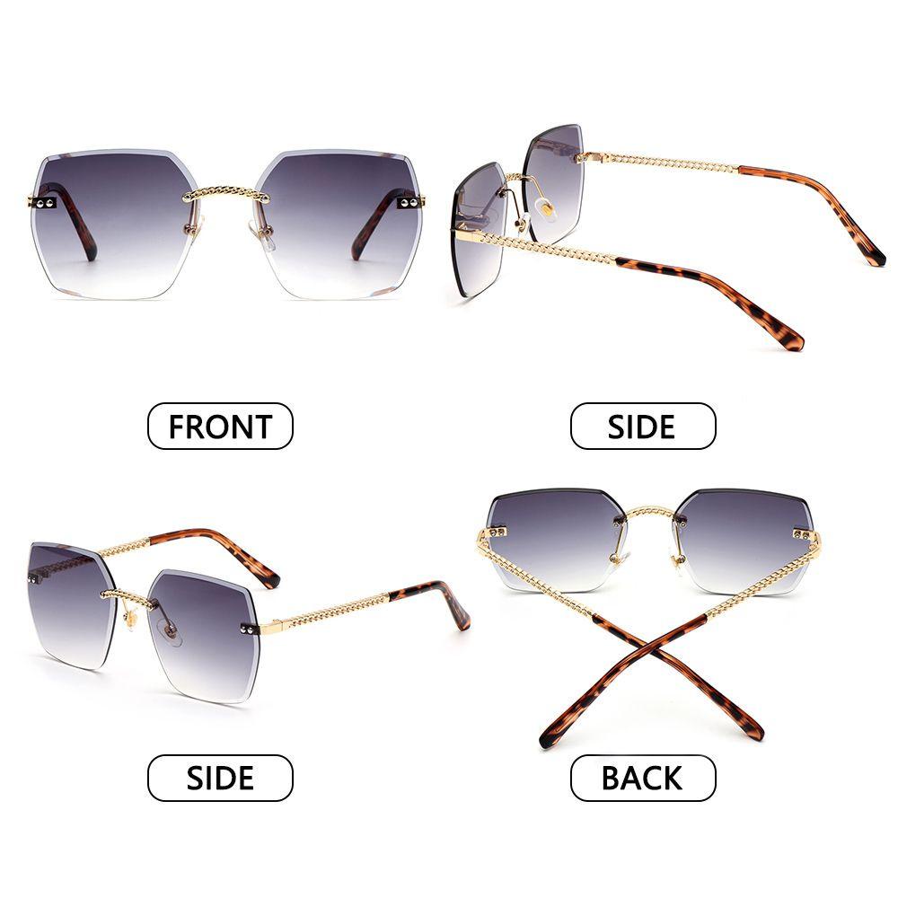 Lily Rimless Rectangle Sunglasses Wanita Dan Pria Kacamata Matahari Persegi UV400 Eyewear Berwarna Frameless Eyewear