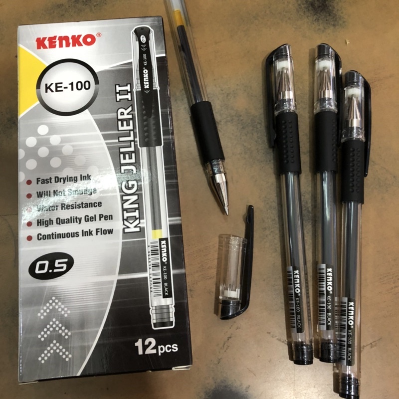 

(1 PAK=12 PCS) PULPEN GEL KENKO KING JELLER II KE-100 HITAM 0.5MM