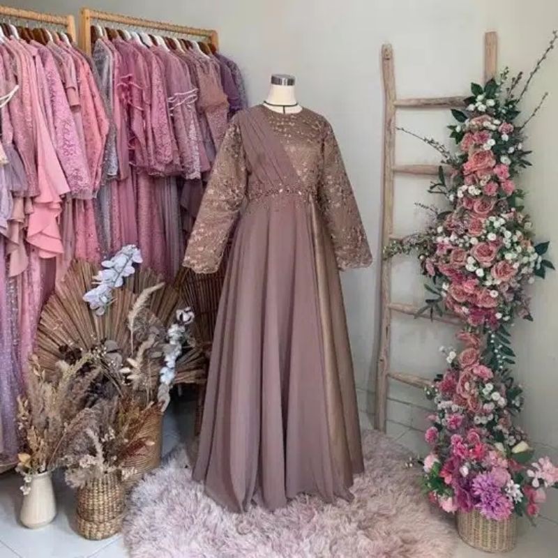 SANIA DRESS // GAUN PESTA - GAMIS - DRESS - BAJU MUSLIMAH - GAUN PESTA BRUKAT - GAUN PESTA BRUKAT TILE - GAUN PESTA BRUKAT MUTIARA - GAUN MUSLIMAH BRUKAT - BAJU PESTA - BAJU PESTA MUSLIMAH - BAJU GAMIS - BAJU GAMIS BRUKAT - GAUN BAHAN ADEM - GAUN MUSLIMAH