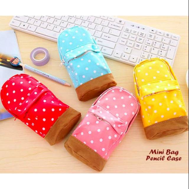 Mini Bag Pencil Case Tempat Pensil Unik Bentuk Tas Kecil Polkadot
