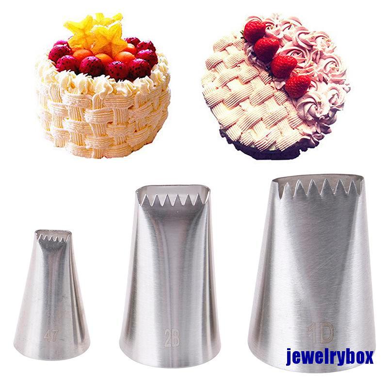 3 Pcs / set Nozzle Icing Piping Bahan Stainless Steel Untuk Dekorasi Kue