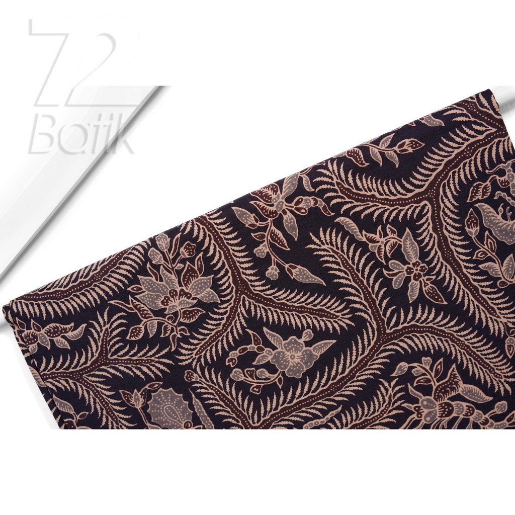 KAIN BATIK KATUN Premium Motif Kembang Segaris Warna Hitam Ireng Item Coklat 722933 Cap 72 Jarik Jarit Samping Kebat Panjang Batik Katun Modern Premium Bahan Seragam Batik Pernikahan Kantor Keluarga Murah Kamen Jadi Batik Bali Lembaran