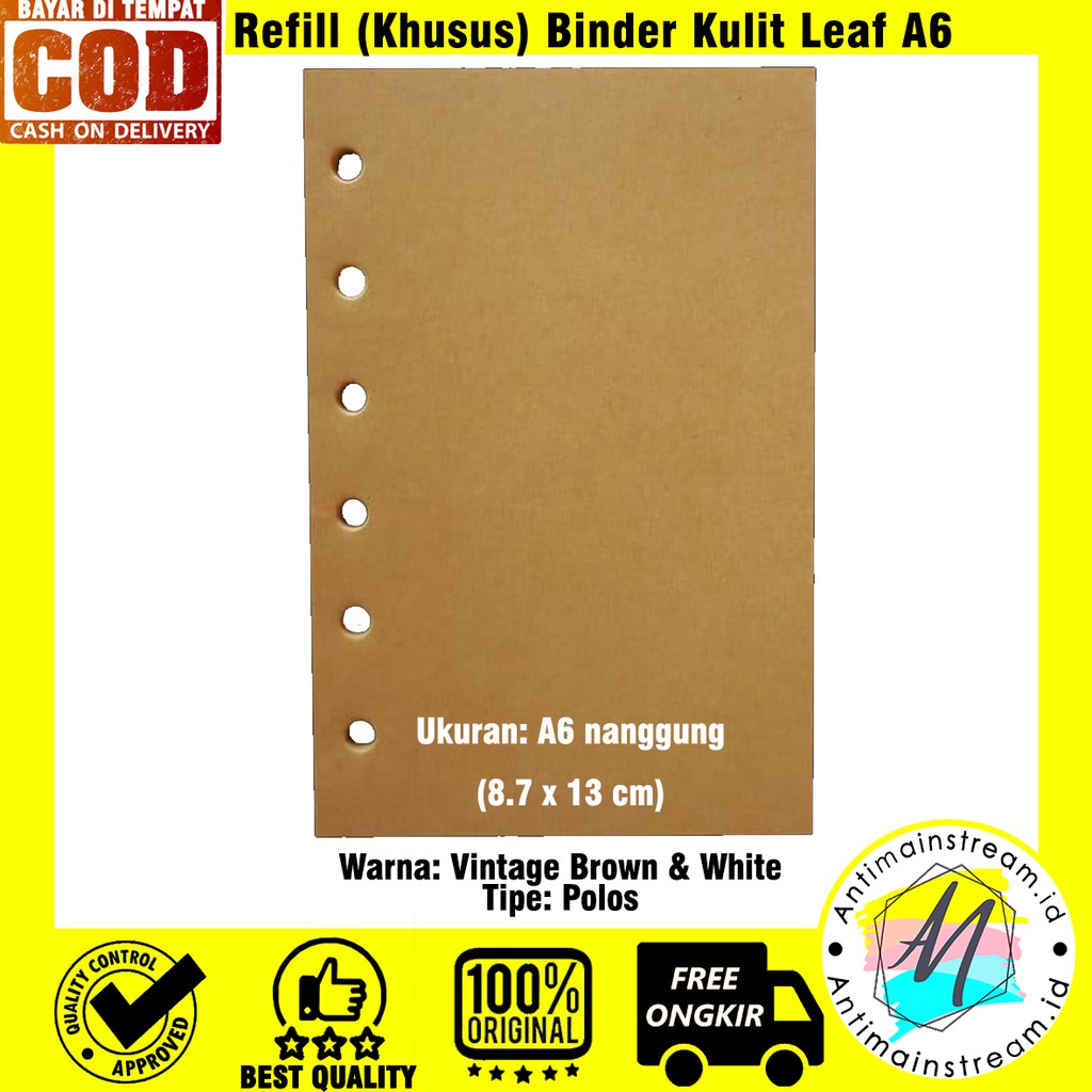 

Refill Isi Buku Binder Ukuran A7 Vintage Brown dan White - Isi Binder A7 Polos