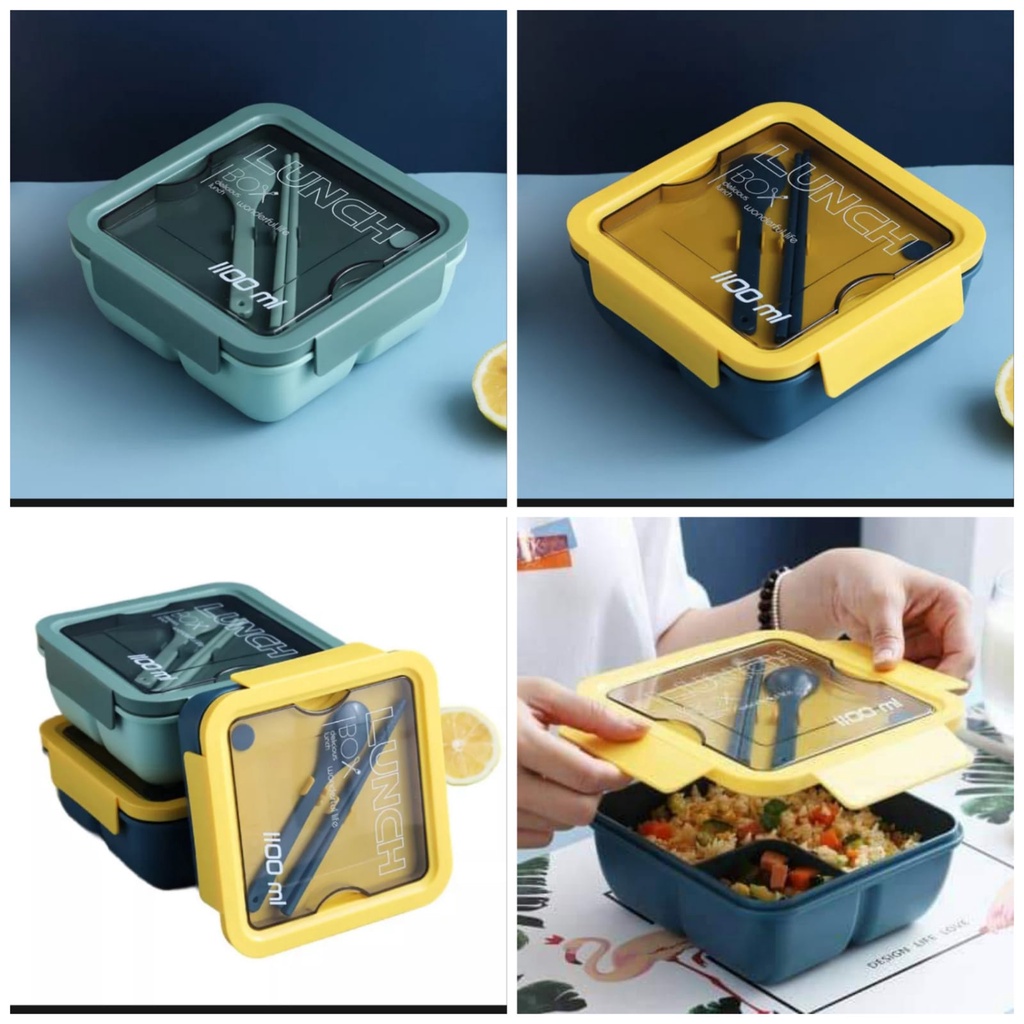 Lunch box kotak 1100 ml model kotak kode 0228