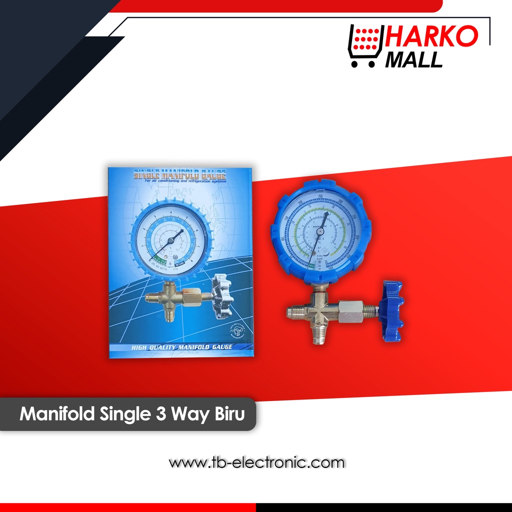 Manifold Single 3 way Biru (Universal 0-500 PSI )