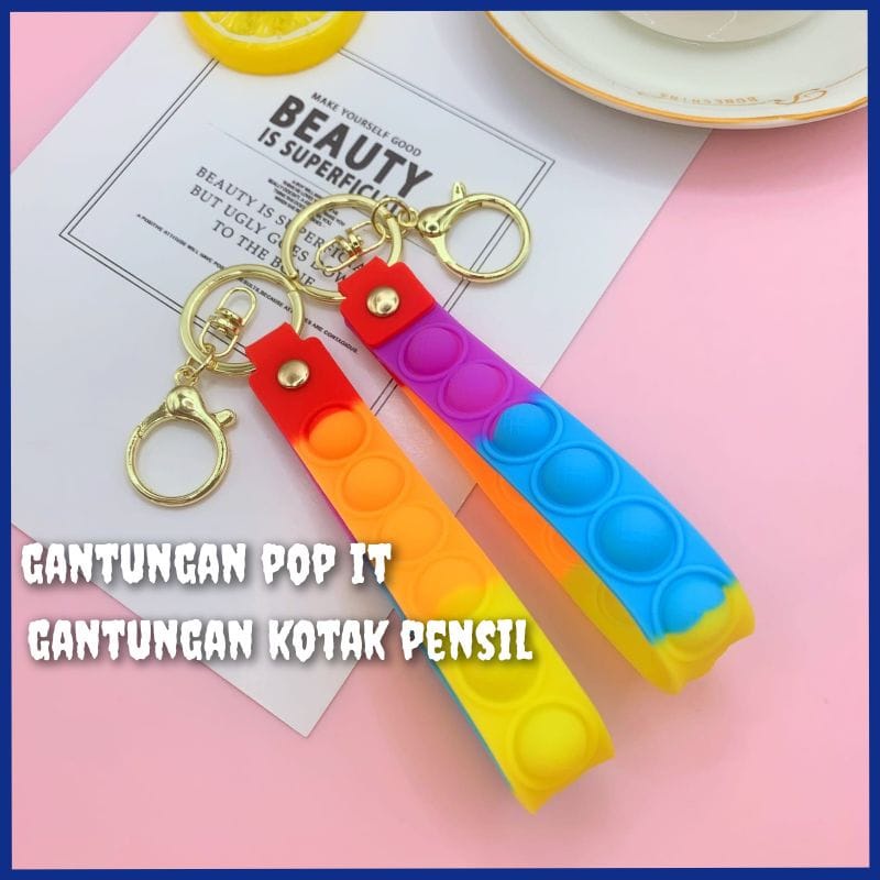 GANTUNGAN KOTAK PENSIL POP IT  LUCU GANTUNGAN KUNCI POP IT TALI GANTUNGAN POP IT TALI GANTUNGAN HANDPHONE